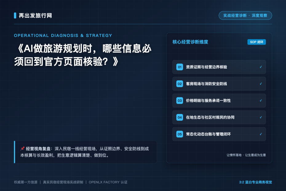AI做旅游规划时，哪些信息必须回到官方页面核验？